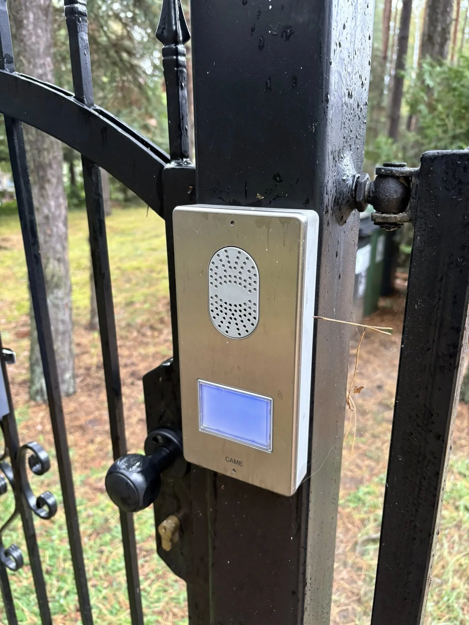 Wideofon CAME zamontowany na bramie kutej – Łódź